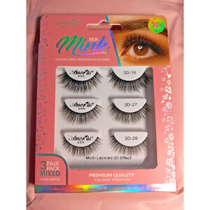 Amor us Silk Mink Volume Eye Lashes 3 Pair Pack Mixed! +Surprise Gift!